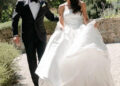 Matt Mahowald (left) and 'Corporate Natalie' Marshall (right) on their wedding day.Credit: Alicia Mink