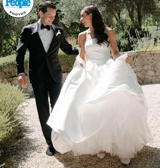Matt Mahowald (left) and 'Corporate Natalie' Marshall (right) on their wedding day.Credit: Alicia Mink