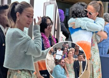 Jennifer Lopez wipes away tears at son Max's graduation