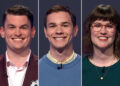 Dan Lane, AJ Maroney, and Katelyn Mueller-McLean on 'Jeopardy'Credit: Jeopardy.com