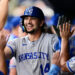 ST PETERSBURG, FLORIDA - JUNE 23: Jac Caglianone #14 of the Kansas City Royals celebrates hitting a two-run home run in the fifth inning against the Tampa Bay Rays at Tropicana Field on June 23, 2026 in St Petersburg, Florida.
