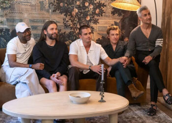 Karamo Brown with Jonathan Van Ness, Antoni Porowski, Jeremiah Brent, and Tan FranceCredit: Ilana Panich-Linsman/Netflix