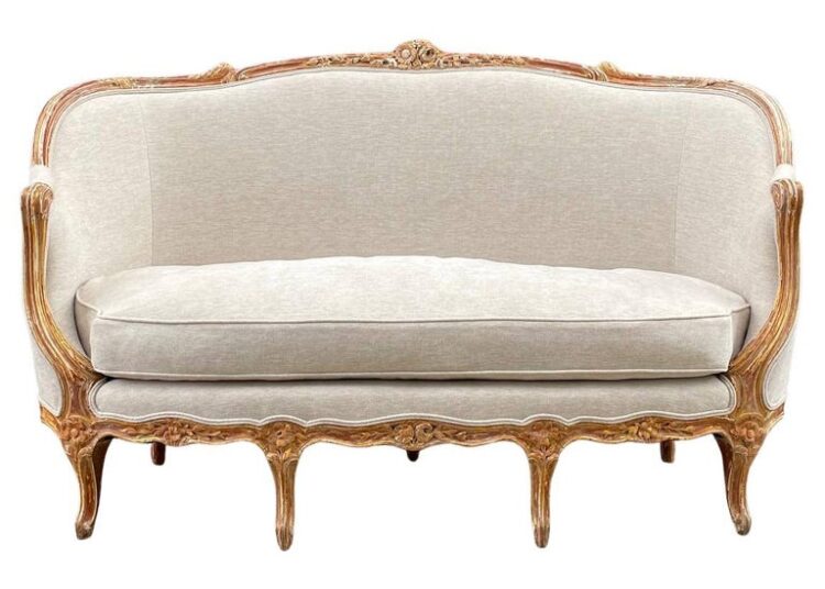 Antique French Louis Xvi Sofa With Carved Details