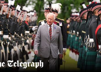 King Charles greeted by pipers for Ceremony of Keys in Edinburgh