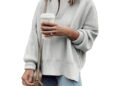 Imily Bela Ribbed Knit 1/4 Zip Pullover Sweater