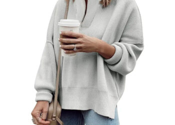 Imily Bela Ribbed Knit 1/4 Zip Pullover Sweater