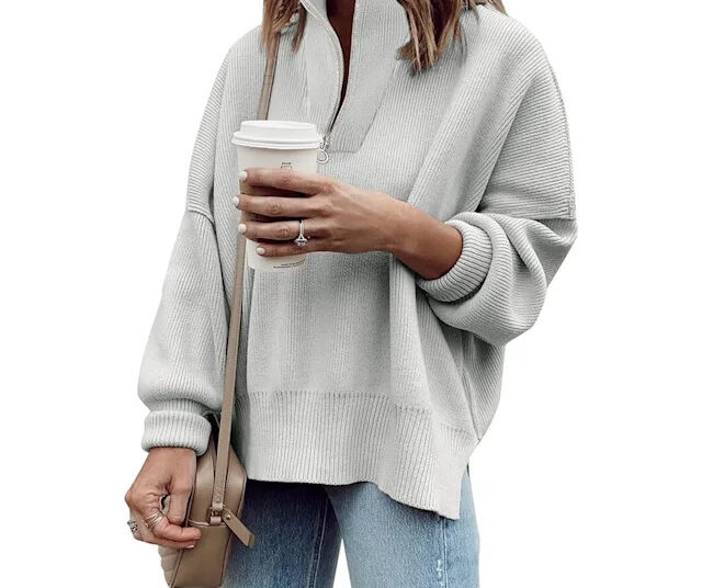 Imily Bela Ribbed Knit 1/4 Zip Pullover Sweater