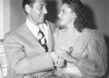 5/15/1941-: Judy Garland posing with fiance David Rose. The couple are shown here seated holding hands.