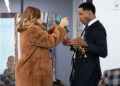 Gigi Hadid and Jay Ellis in 'Not Suitable for Work'Credit: Disney/Gwen Capistran