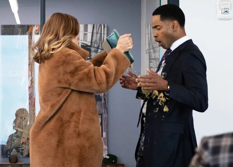 Gigi Hadid and Jay Ellis in 'Not Suitable for Work'Credit: Disney/Gwen Capistran