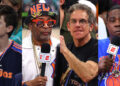 Timothee Chalamet, Spike Lee, Ben Stiller, and Tracy Morgan at Knicks Game 1