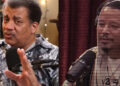 Neil deGrasse Tyson and Terrence Howard engaged in conversation during individual podcast interviews