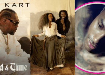 Split Image Of Cover Art For Vybz Kartel, Shaboozey, and Steve Lacy
