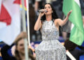 INGLEWOOD, CALIFORNIA - JUNE 12: Katy Perry prior to the FIFA World Cup 2026 Group D match between USA and Paraguay at Los Angeles Stadium on June 12, 2026 in Inglewood, California. (Photo by Shaun Clark/ISI Photos/ISI Photos via Getty Images)