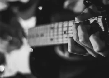 Close-up of an electric guitar