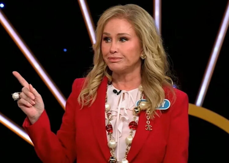 Kathy Hilton points on Celebrity Wheel of Fortune.