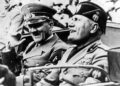 Adolf Hitler (l) and Duce Benito Mussolini (r) drive through Florence in 1938, in a show of power of fascism. DB/dpa