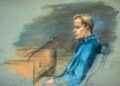 ARCHIVE – A courtroom sketch shows defendant Marius Borg Høiby on the third day of his trial at the Oslo District Court. Photo: Ane Hem/NTB/dpa/Archive image