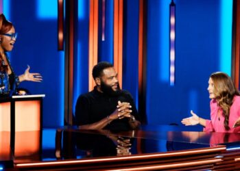 PASSWORD -- Episode 301 -- Pictured: (l-r) Keke Palmer, Anthony Anderson, and a contestant --