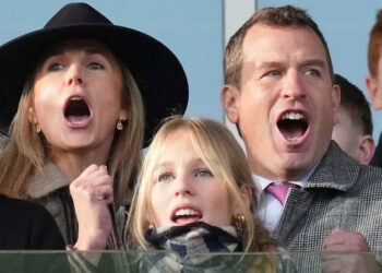 Harriet Sperling, Peter Phillips and the royal family attend the New Year’s Day Racing at Cheltenham Racecourse in 2026. By: James Whatling/MEGA