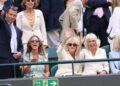 Peter Phillips with Harriet Sperling, Annabel Elliot and Queen Camilla in the royal box during day ten of The Championships Wimbledon in 2024. By: MEGA