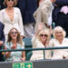 Peter Phillips with Harriet Sperling, Annabel Elliot and Queen Camilla in the royal box during day ten of The Championships Wimbledon in 2024. By: MEGA