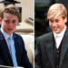 Left, Prince George is seen at the Trooping the Color ceremony on June 13, 2026 in London. Right, Prince William leads his classmates to lessons on his first day at Eton College on September 7, 1995.