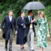 Jack Brooksbank, Princess Eugenie of York, Edoardo Mapelli Mozzi and Princess Beatrice of York arrive for the Royal wedding of Peter Phillips and Harriet Sperling at All Saints' Church on June 6, 2026