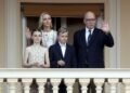 Princess Gabriella's floral-embroidered dress complemented Princess Charlene's sophisticated ivory look adorned with silver-toned detailing.