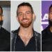 Three headshot portraits of smiling men with beards, one Black man, one white man, and one Black man wearing a black suit.