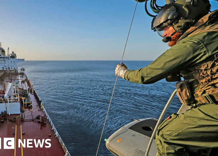 Royal Marines board Russian shadow fleet oil tanker in English Channel