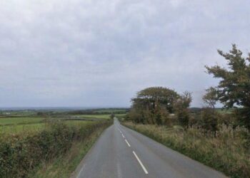 A view of the field near Sourton Down near Okehampton where the helicopter crashed.
