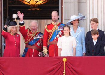 Members of the British royal family are pictured during Trooping the Colour in London on June 13, 2026 (Aaron Chown/PA Images/Alamy)