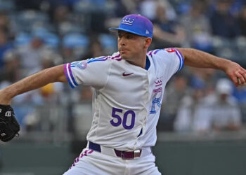 Kansas City Royals starting pitcher Kris Bubic (50), Peter Aiken-Imagn Images