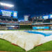 MINNEAPOLIS, MN - JUNE 04: A general view of the field with a tarp covering it during a weather delay of the game between the Kansas City Royals and the Minnesota Twins at Target Field on Thursday, June 4, 2026 in Minneapolis, Minnesota. (Photo by Andrew Ritter/MLB Photos via Getty Images)