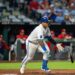 Royals catcher Salvador Perez singles during KC’s 14-6 win against the St. Louis Cardinals at Kauffman Stadium in Kansas City on Thursday, June 18, 2026.