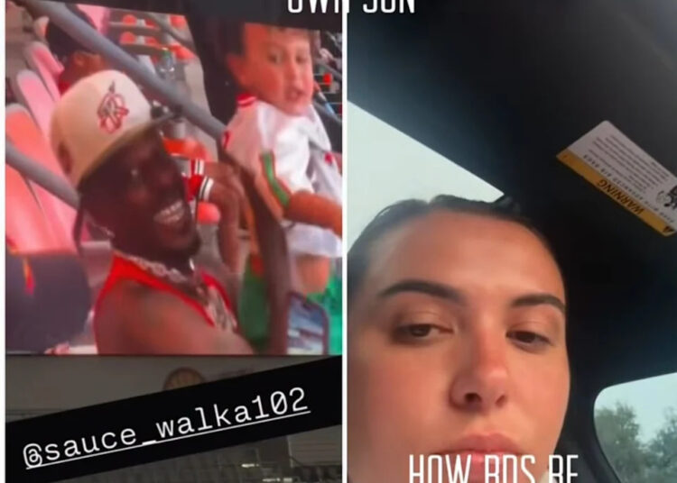 Two images side by side: left shows Sauce Walka with a child, right shows a woman in a car. Text overlays the images.