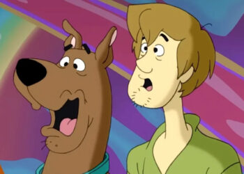 Scooby and Shaggy looking shocked.