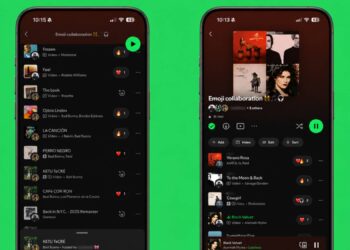 Smartphones showing Track Reactions in Spotify's Collaborative Playlists