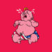 A cartoon baby with a yellow curl cries loudly, wearing a diaper with the American flag pattern, on a red background.