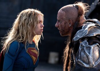 Milly Alcock as Supergirl and Matthias Schoenaerts as Krem in DC Studios’ and Warner Bros. Pictures’ “Supergirl.