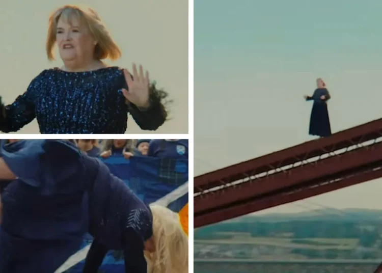 Susan Boyle break dances after singing on a bridge in bizarre latest update in ‘new era’ of music