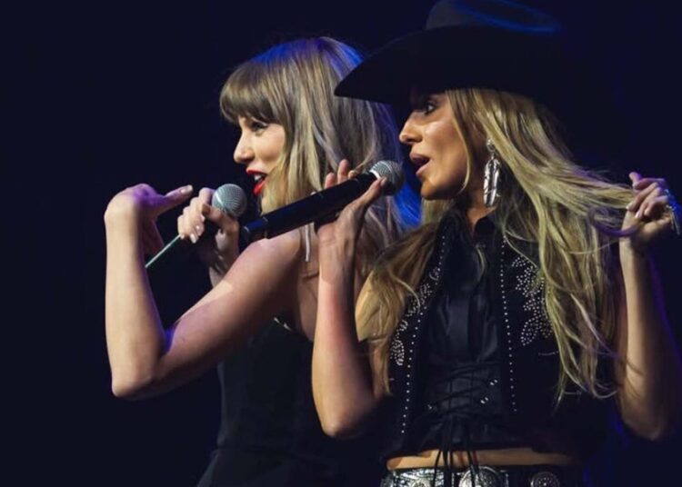 Taylor Swift Changes Into a Silver Fringe Dress at Tight End University for a Surprise Performance