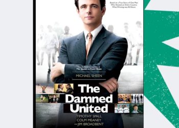 Movie poster showing Michael Sheen in "The Damned United."