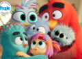 Silver and Red embrace their children Glider, June, and Olly with their pet Fuzzy in 'The Angry Birds Movie 3'Credit: Paramount Pictures