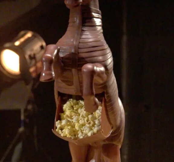 A Trojan horse-shaped popcorn bucket.