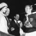 Bobby Moore receives the Jules Rimet World Cup trophy from the Queen of England after beating West Germany in the final in 1966.