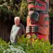 Richard Hunt stands with the totem pole he finished carving in 1970 as an apprentice artist. (Nishadini Fonseka/ Victoria News)