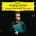 A man wearing glasses and a black shirt holds a large green book, standing under a bright Deutsche Grammophon label with Bohuslav Martinůs The Symphonies album information.