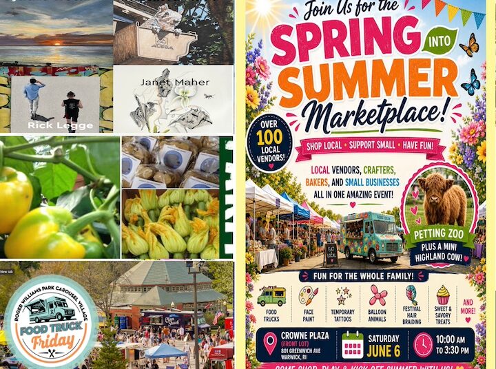 [CREDIT: WP Composite] Warwick Weekend events this time include an art show, summer mayrket, and music at the library.